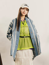 Emerald Motel ストライプ フリンジ デニムジャケット