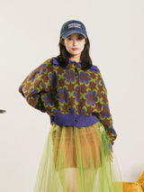 【2色展開】Meridian 花柄 襟付き カーディガン