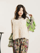 【4色展開】Meridian タートルネック フリルスリーブ シアーカットソー