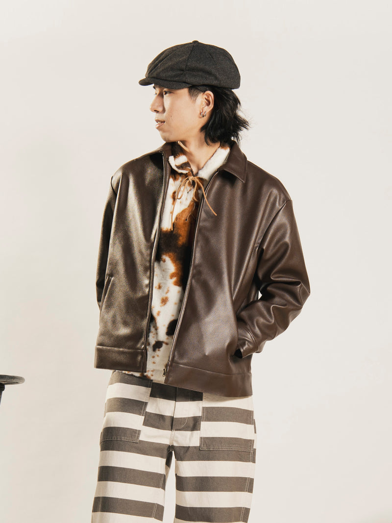 3色展開】Backers フェイクレザー ジップアップジャケット – 古着屋Top