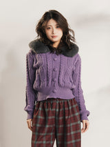 【3色展開】Meridian ファーカラー カーディガン