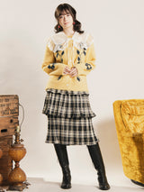 【3色展開】Meridian チェック柄 ミディ ラッフルスカート