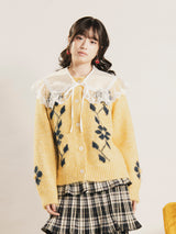 【2色展開】Meridian フラワーモチーフ カーディガン