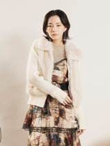 【2色展開】Meridian 2way フェイクファー ニットジャケット