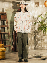 Backers 総柄 ピザ柄 長袖 オープンカラーシャツ