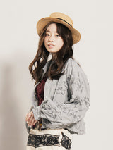 【2色展開】Meridian ストライプ柄 フラワー刺繍 長袖ブラウス