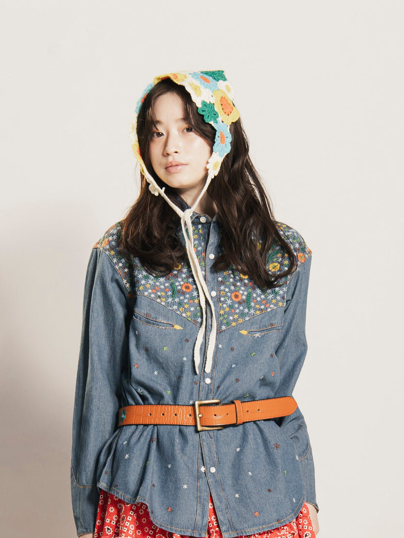 2色展開】花柄 クロシェ バブーシュカ – 古着屋Top of the Hillの
