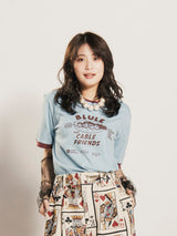 【2色展開】 プリント リンガーTシャツ 「CABLE FRIENDS」