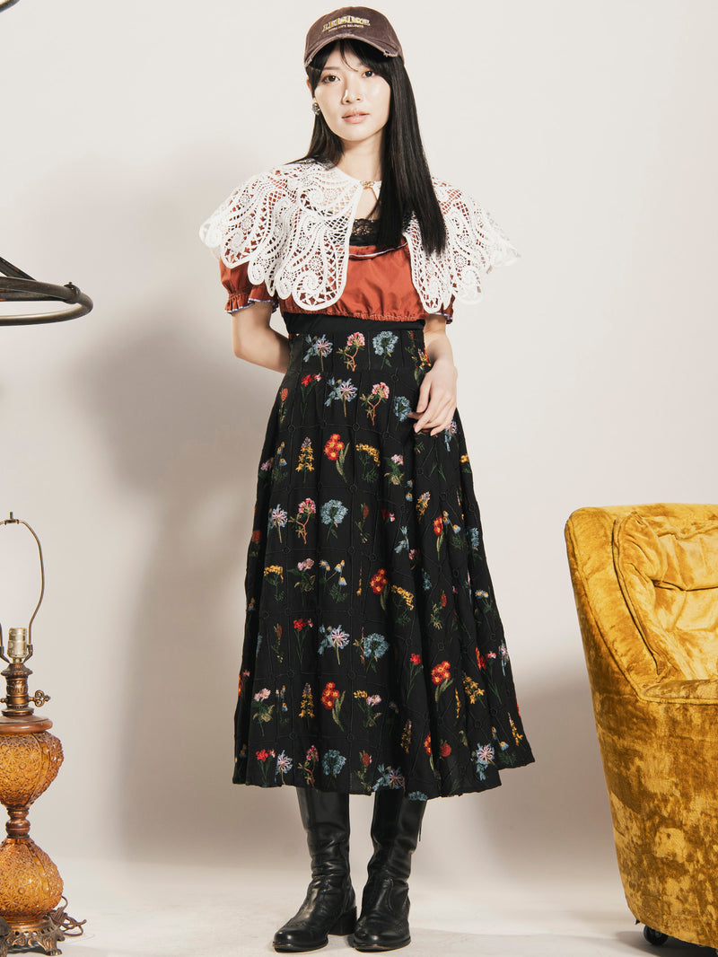 2色展開】Meridian フラワー刺繍 スカート – 古着屋Top of the Hillの