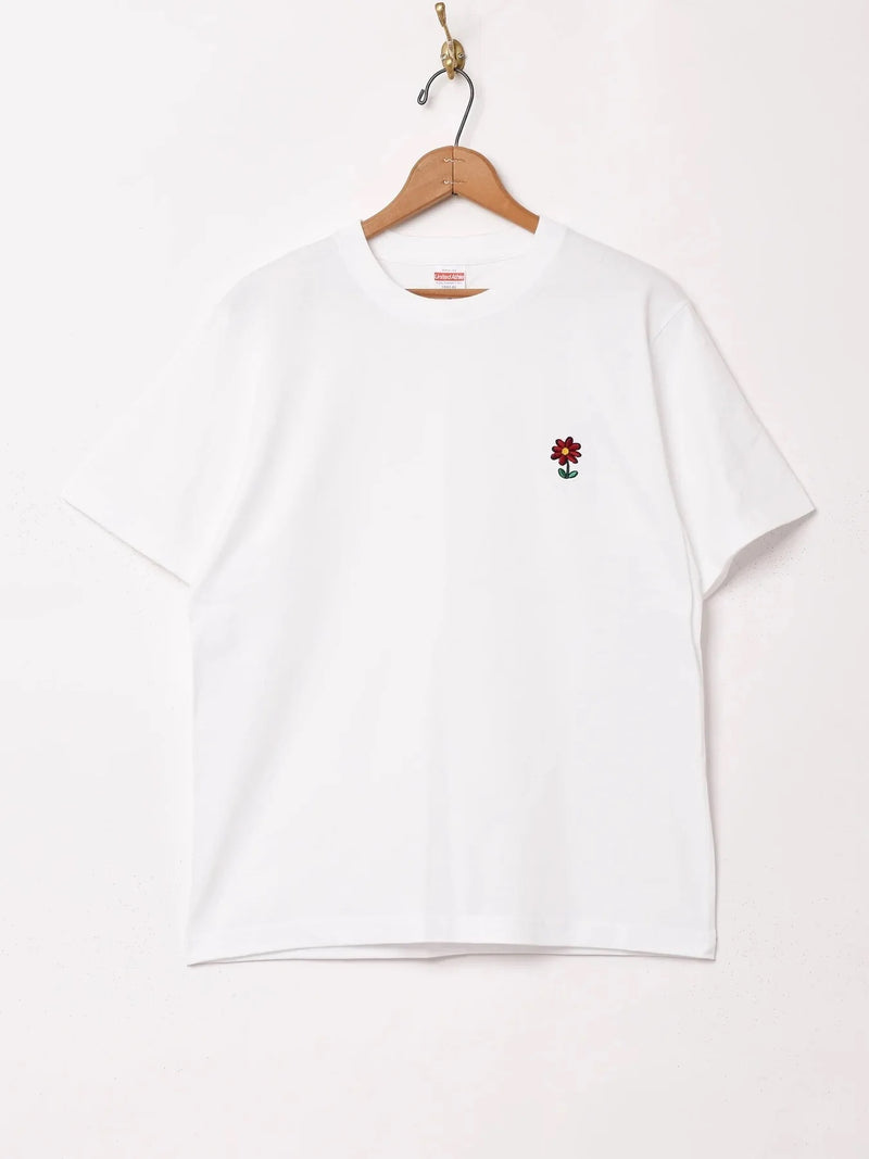 【4色展開】 ワンポイント 刺繍 Tシャツ 「Flower」