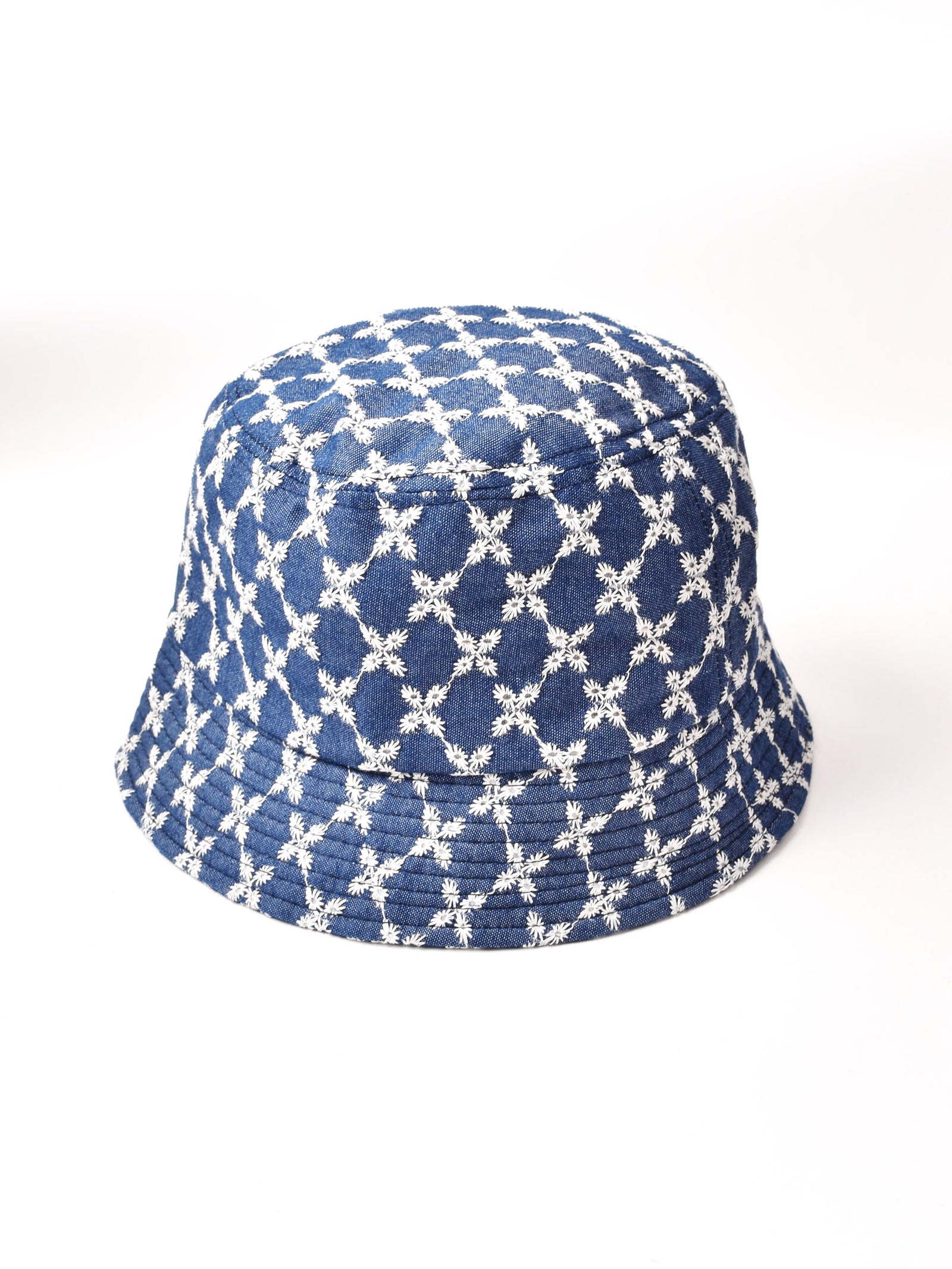 Wear-Hat UV 花柄刺繍デニムバケットハット ハット 帽子 14+（イチヨンプラス） バケットハット 花柄刺繍 帽子