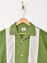 【3色展開】Backers ストライプ柄 切り替えデザイン 半袖 オープンカラーシャツ