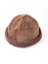 【3色展開】太畝コーデュロイ ボア ロールキャップ