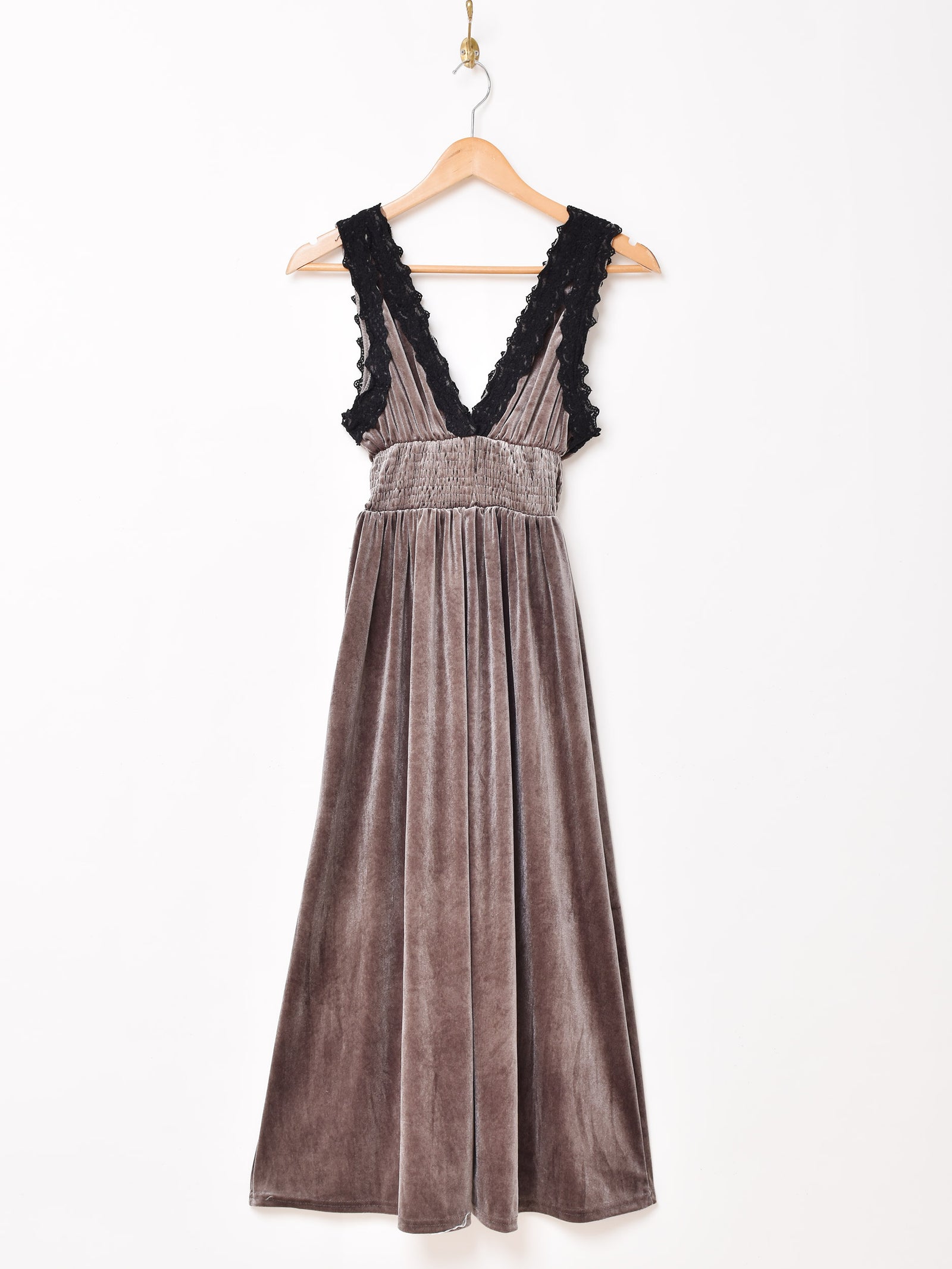 5色展開】Meridian スリーブレス レースベロアワンピース – 古着屋Top