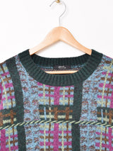 【2色展開】Meridian 変形チェック柄 セーター