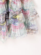 【3色展開】Meridian 総柄 チュール フリル ロングスカート