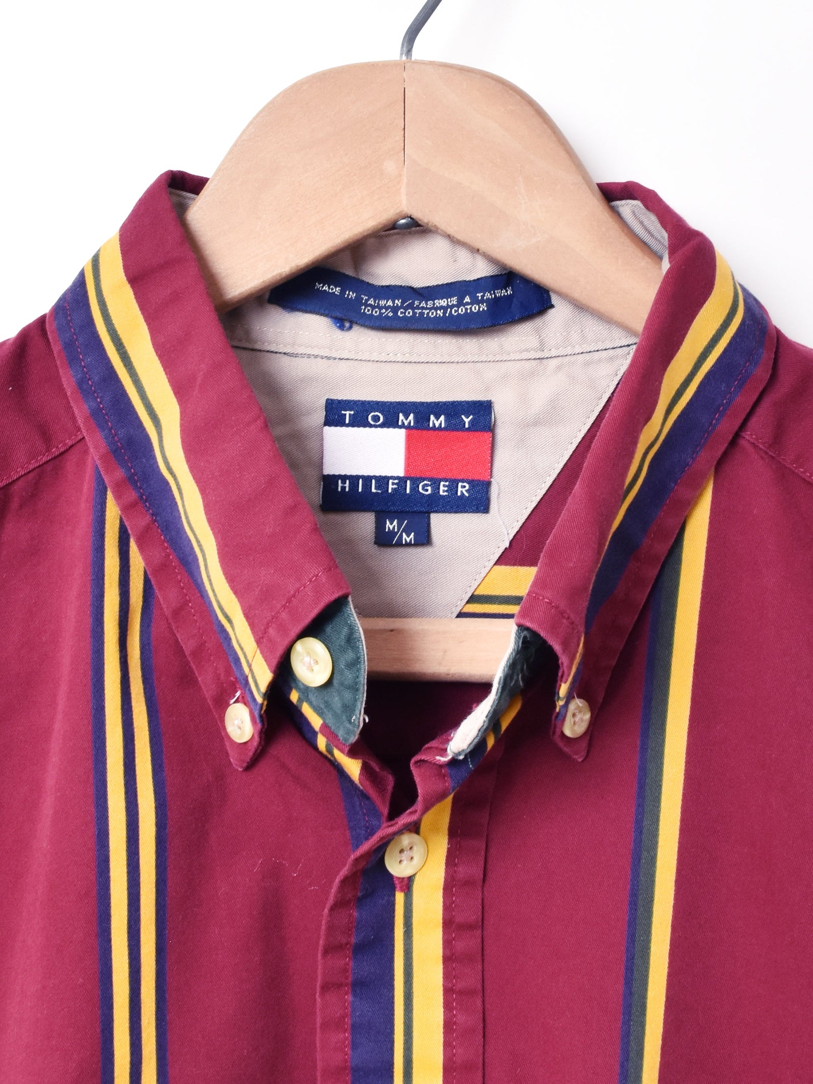 90's TOMMY HILFIGER ストライプ柄 長袖シャツ – 古着屋Top of