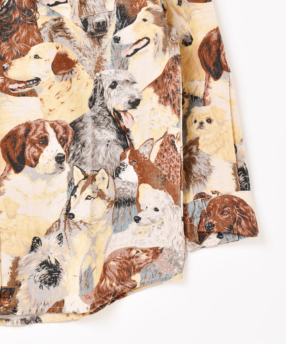 【専用】レーヨンコットン　開襟シャツ　DOG 犬柄　　グリーン Emerald Motel 犬柄 コーデュロ イ長袖シャツ – 古着屋Top of the Hill