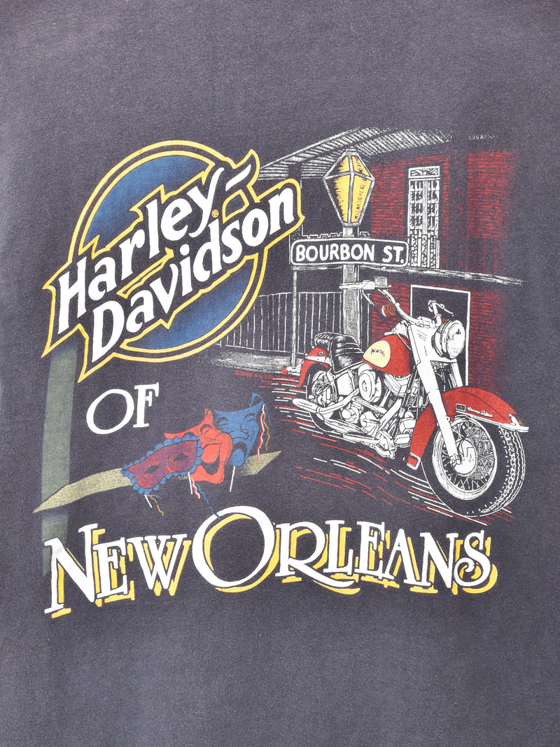 80's アメリカ製 Harley Davidson ヘンリーネック両面プリントＴシャツ