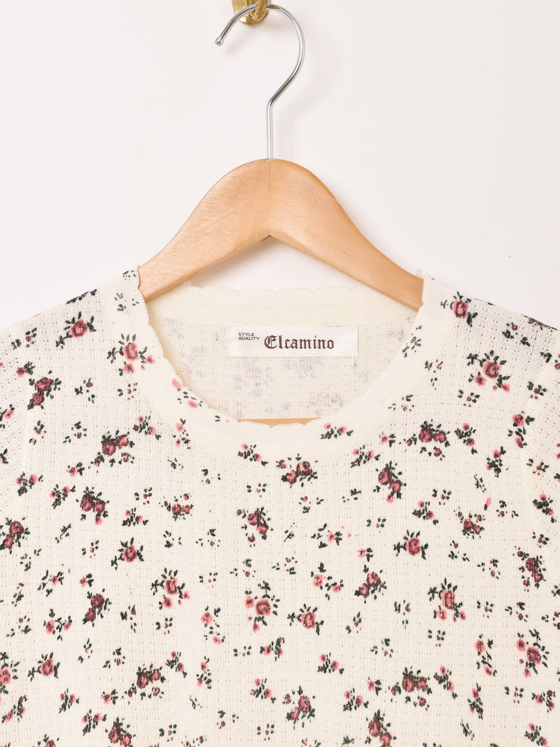 【2色展開】Elcamino 花柄 サマーニット セーター