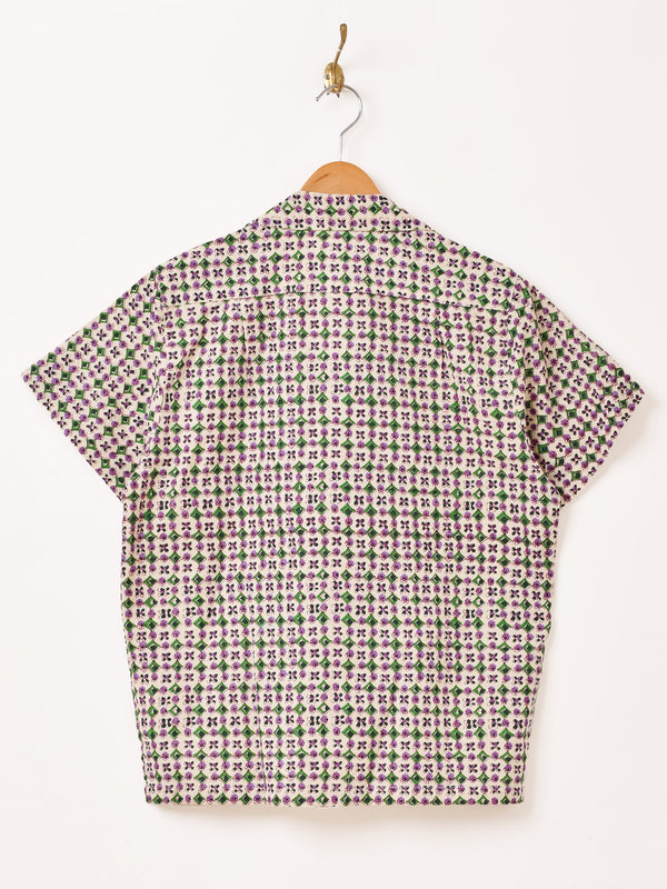 【2色展開】Emerald Motel 小紋柄 半袖 オープンカラーシャツ