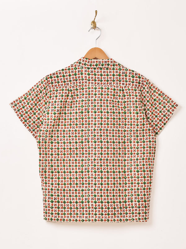 【2色展開】Emerald Motel 小紋柄 半袖 オープンカラーシャツ
