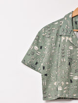 Emerald Motel オープンカラー 半袖 クロップドシャツ