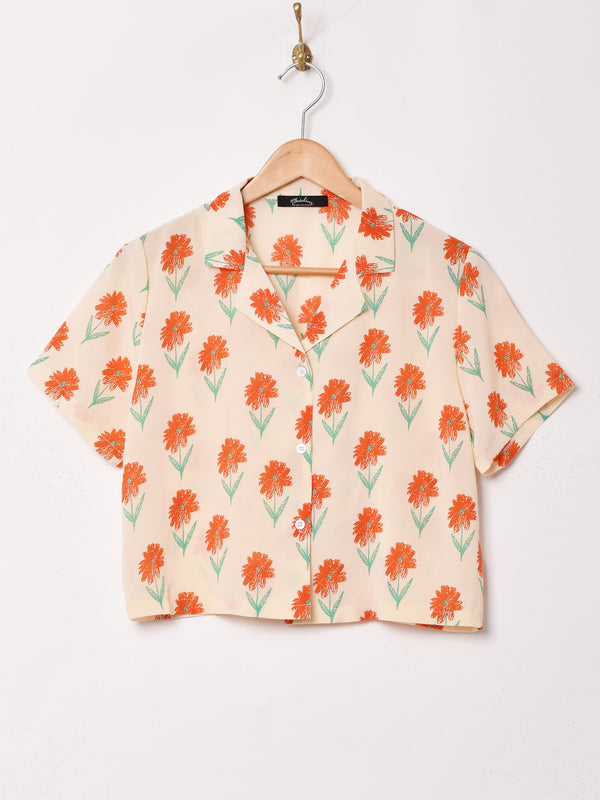 【2色展開】Meridian 花柄 オープンカラー 半袖シャツ