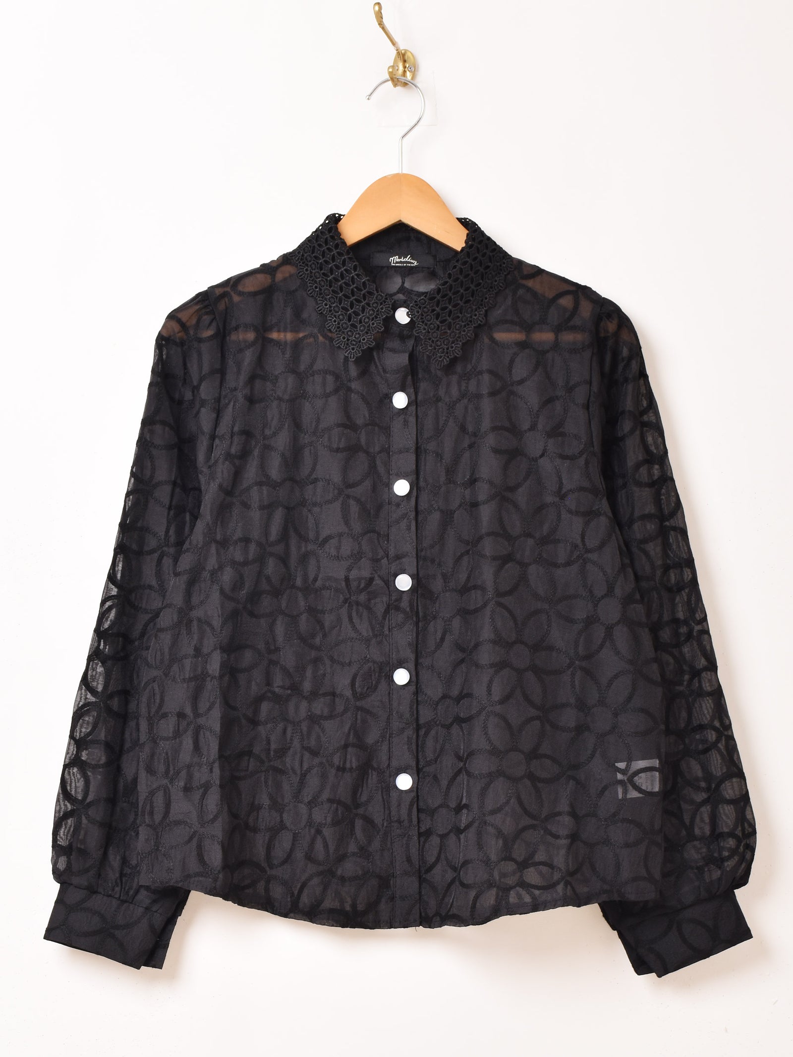 2色展開】Meridian 花刺繍 シアー 長袖ブラウス – 古着屋Top of