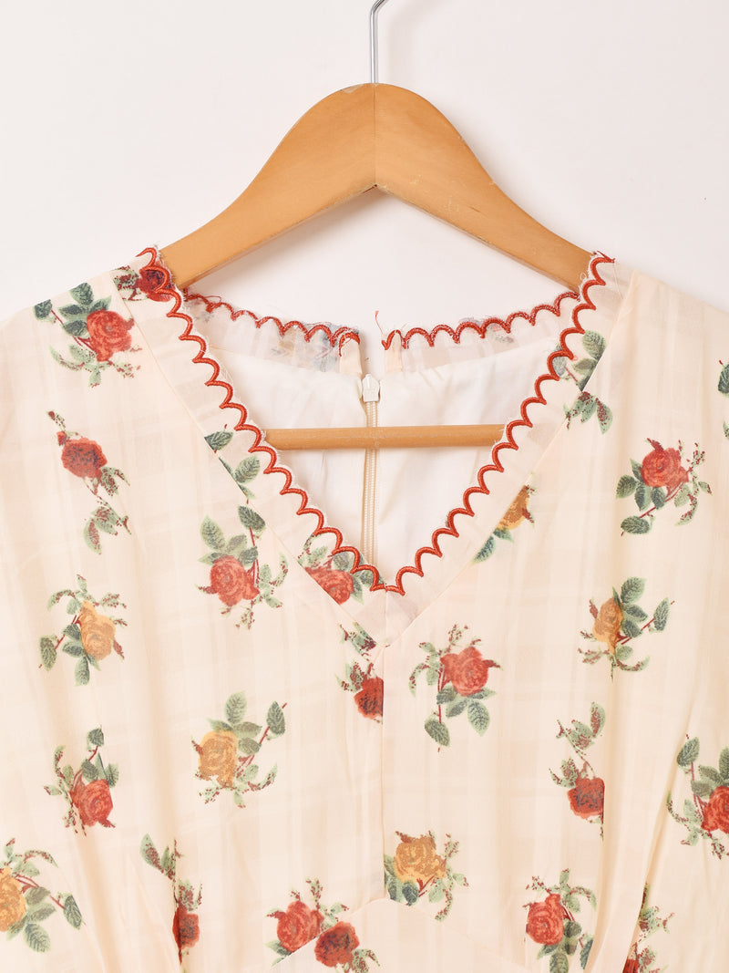 【2色展開】Meridian 花柄 パイピング刺繍 半袖ワンピース