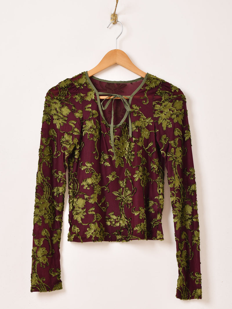 【3色展開】Meridian ベロア長袖 シアーカットソー