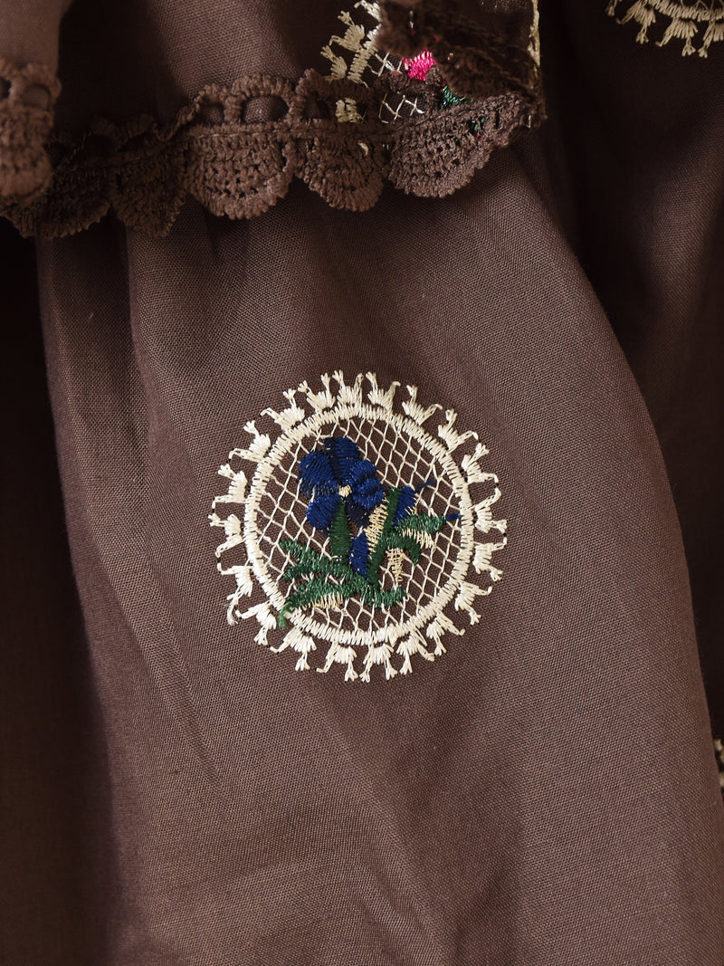 【4色展開】Meridian フラワー刺繍 フリルパンツ