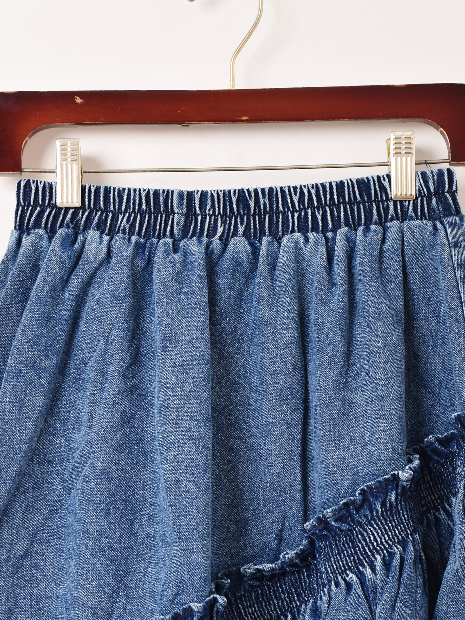 2色展開】Meridian デニム×チュール アシンメトリー スカート – 古着屋