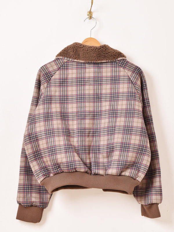【3色展開】Elcamino チェック柄 ボア ブルゾン