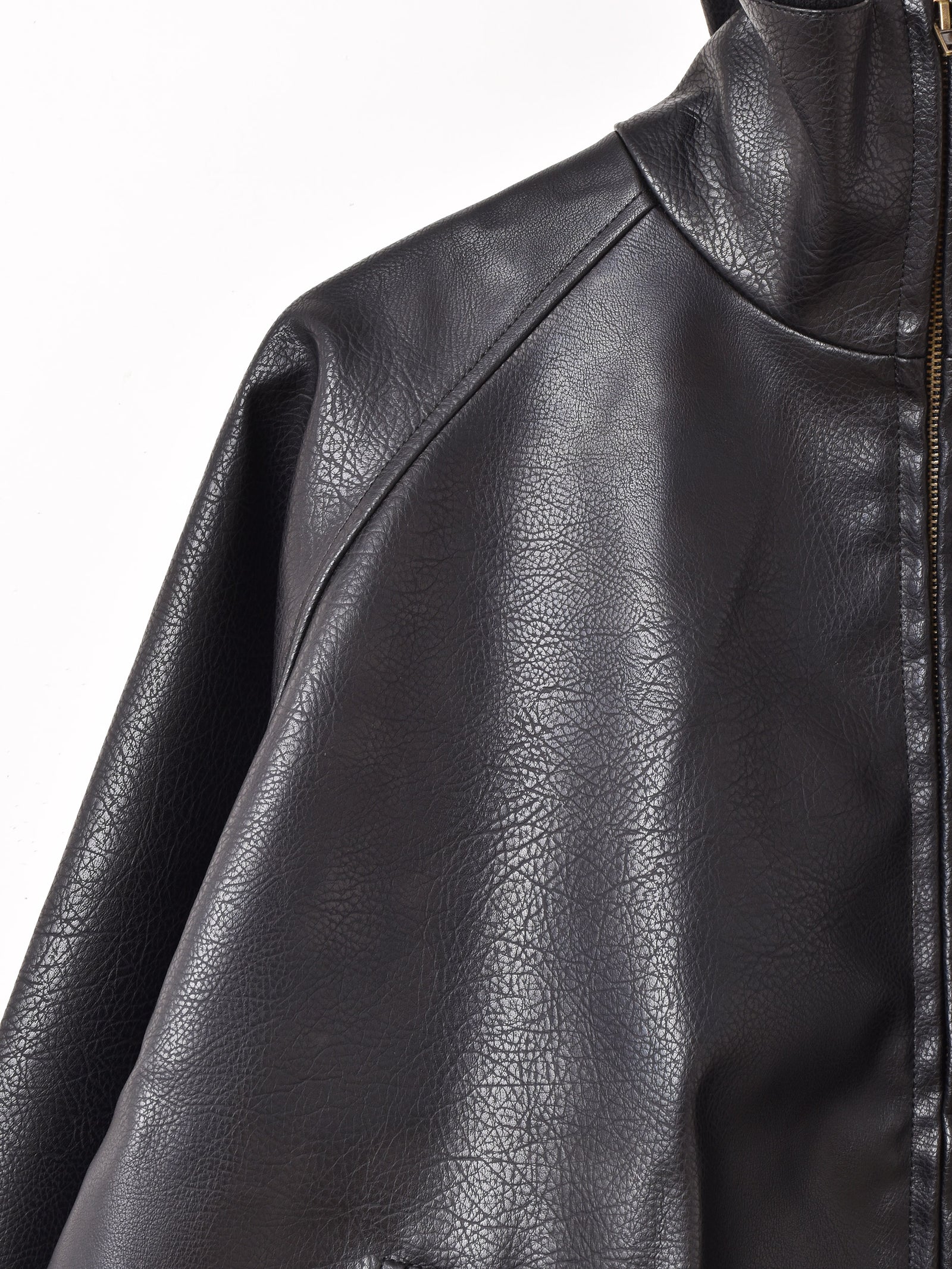2色展開】Meridian フェイクレザー リブカラー ブルゾン – 古着屋Top