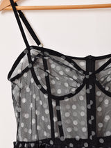 【2色展開】Meridian ドット柄 チュール コルセット キャミソールワンピース