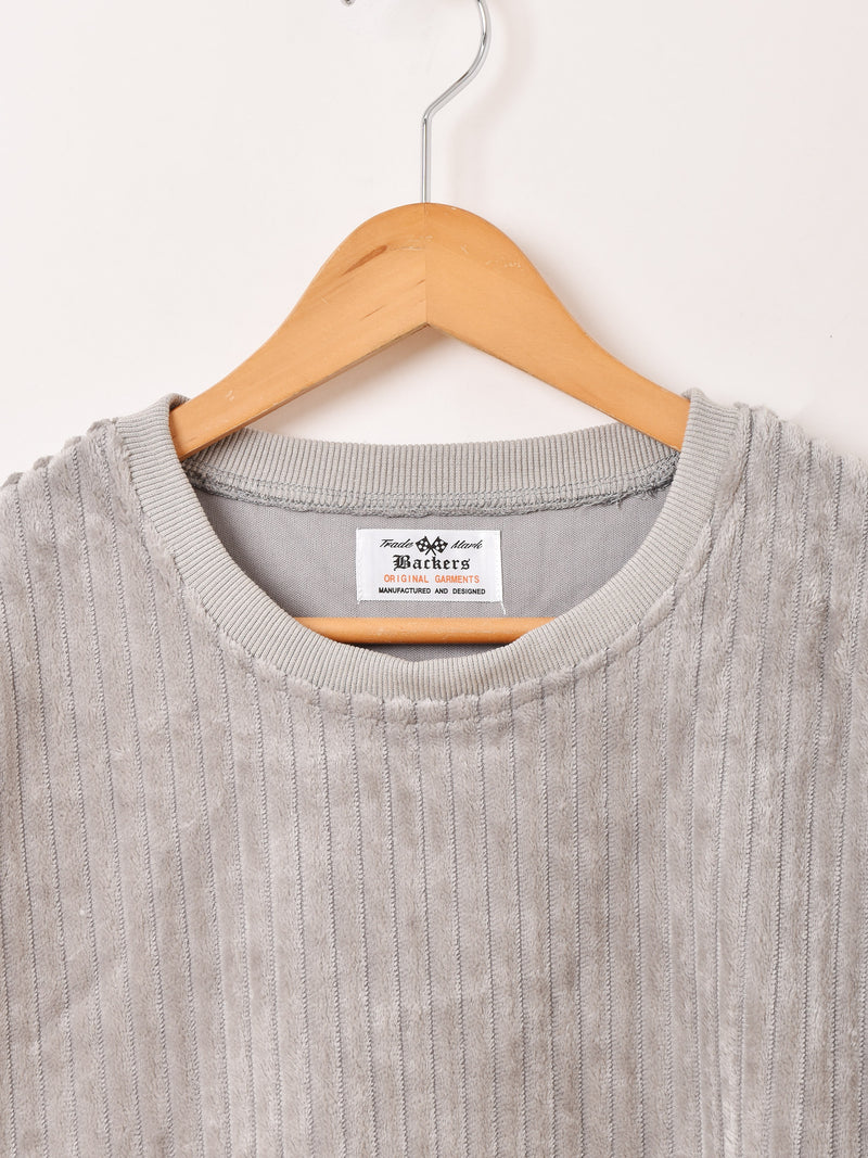 【5色展開】Backers ストライプ ベロア トップス