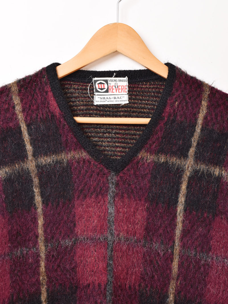 60's "REVERE" Acrylic×Mohair Check Sweater