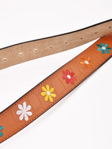 【2色展開】フラワー刺繍 レザーベルト