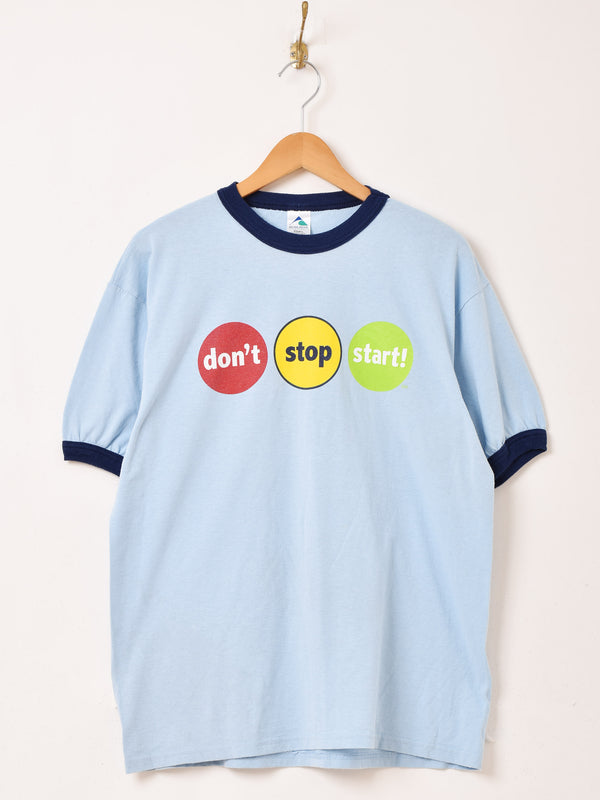 カラー プリント リンガーTシャツ