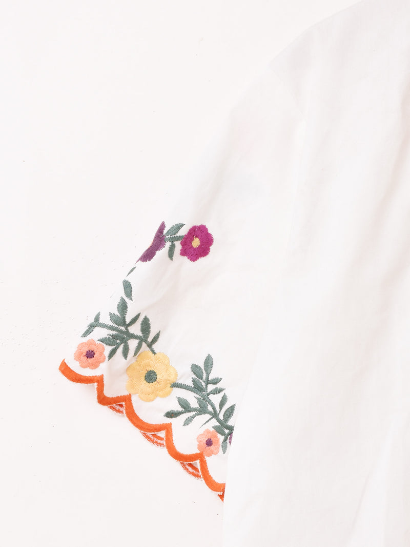 フラワー刺繍 半袖シャツ