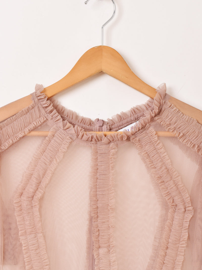 【3色展開】Emerald Motel チュール ギャザーフリル 半袖ワンピース