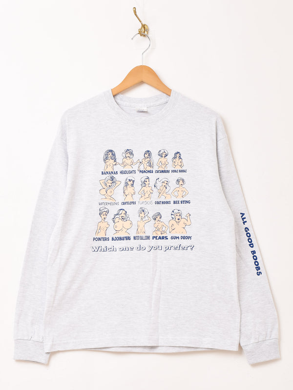 【2色展開】 プリント ロングスリーブTシャツ「Sexy Girl」