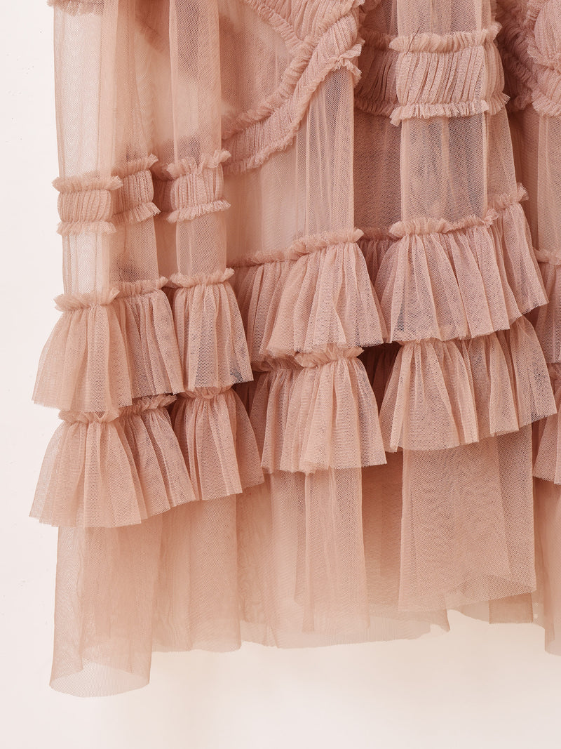 【3色展開】Emerald Motel チュール ギャザーフリル 半袖ワンピース