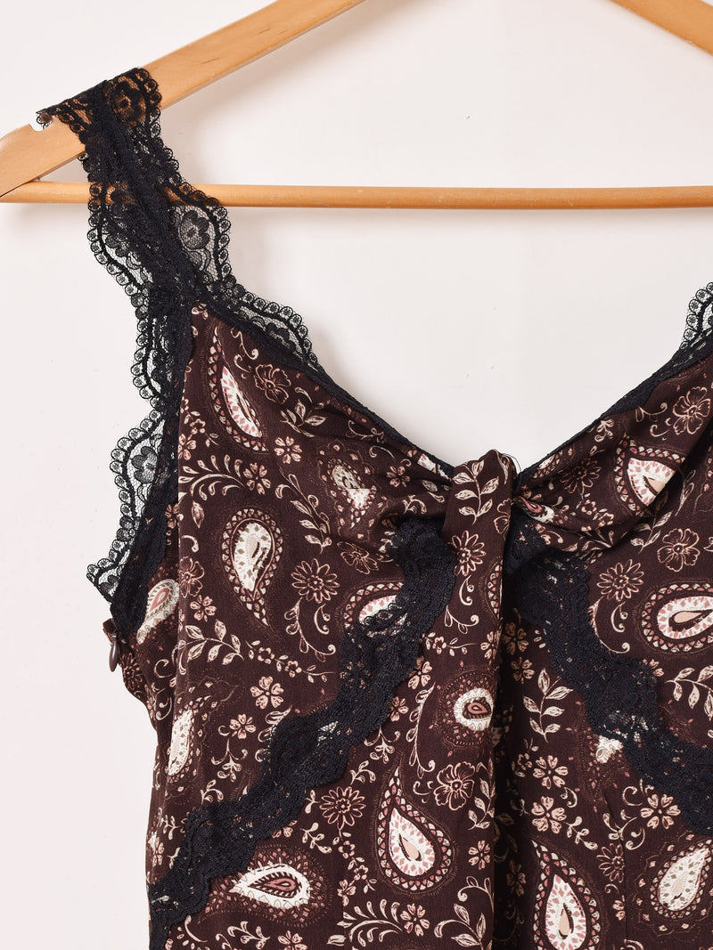 Meridian 総柄 レース キャミソールワンピース