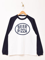 【2色展開】 長袖 ラグランTシャツ「BEER PIZZA」