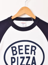 【2色展開】 長袖 ラグランTシャツ「BEER PIZZA」