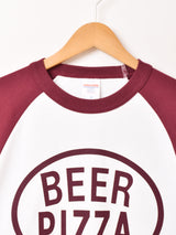 【2色展開】 長袖 ラグランTシャツ「BEER PIZZA」