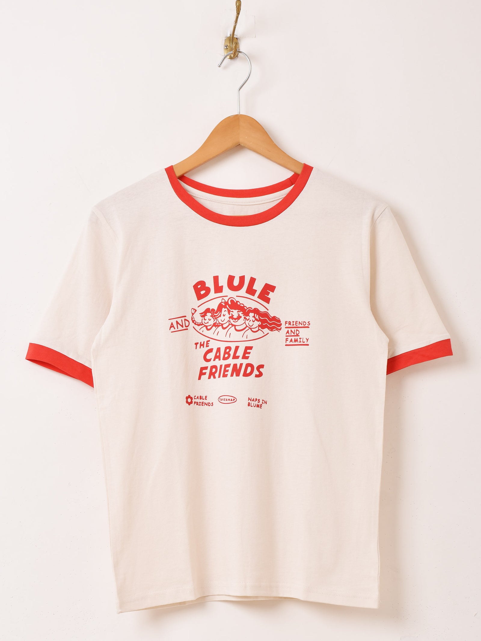 2色展開】 プリント リンガーTシャツ 「CABLE FRIENDS」 – 古着屋Top