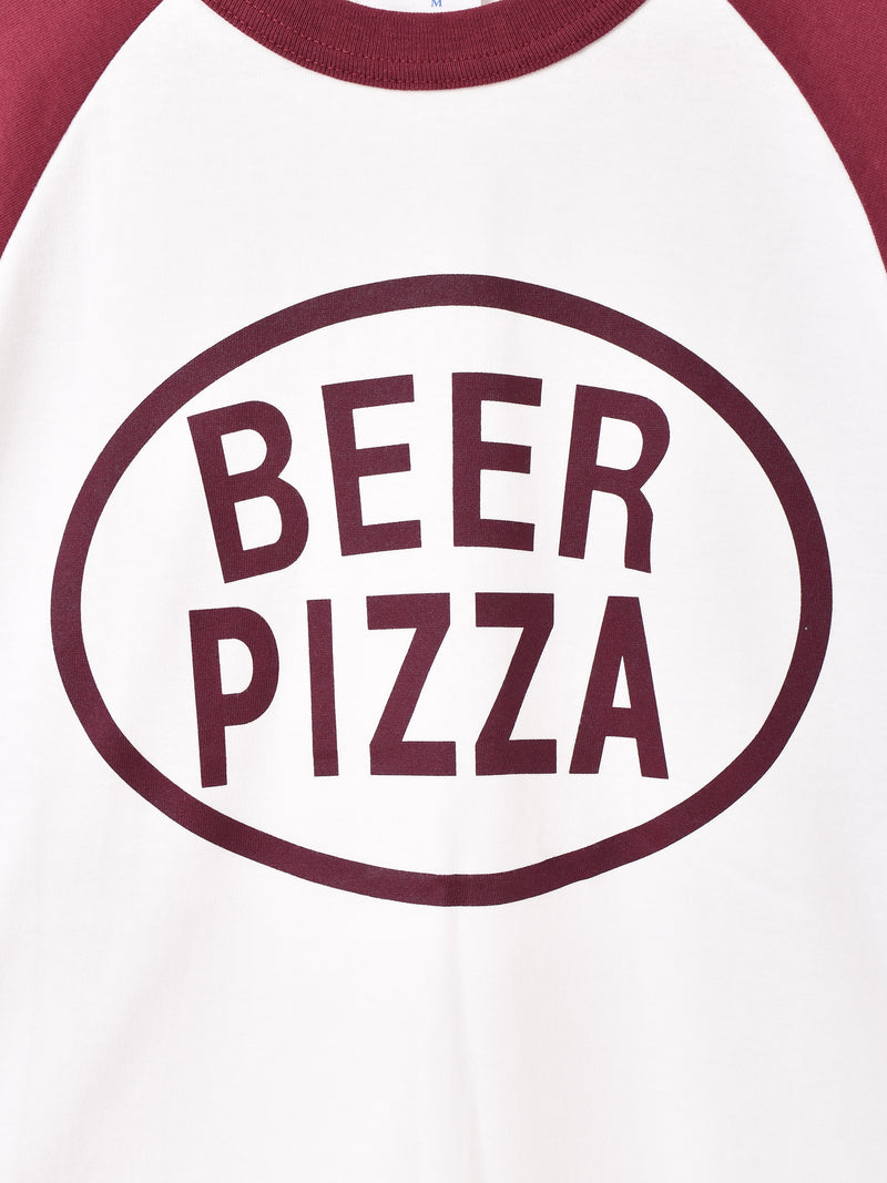 【2色展開】 長袖 ラグランTシャツ「BEER PIZZA」